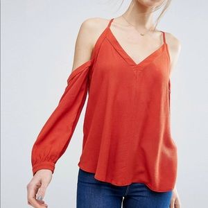 ASOS Cold Shoulder Crinkle Top - Rust